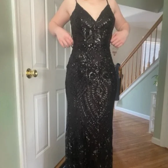 reformation black dress long sleeve Shiny Off the Shoulder Black Prom Dresses with Corset Back, Shiny Blac   DSProm